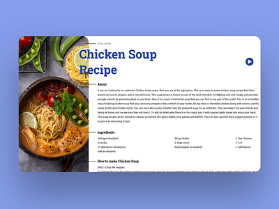 Recipe Page - Daily UI 40 blog page challenge day 40 daily ui food information minimal modern product recipe ui simple ui ui ui design uiux user interface ux web design