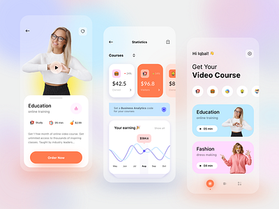 Video Course Mobile App books ecommerce app education food recipe mobile app online travel ui design video course