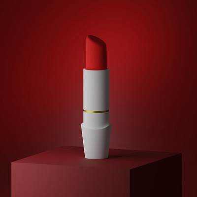 3D rendering red lipstick in white color) 3d branding design illustration ux