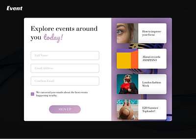 Explore Event Sign Up animation branding concept design designconcept designer ui