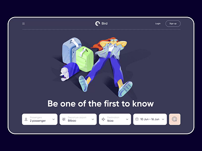Bird - Web App for Air Ticket Booking air tickets animation booking booking service clean colors design illustration illustrator marketing minimal motion motion graphics ui web app web design