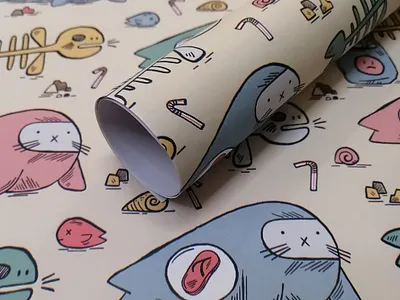Robert The Seal Wrapping Paper design graphic design illustration pattern procreate