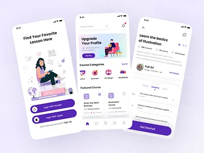 Online Course Mobile App app branding design mobile app popular simple ui