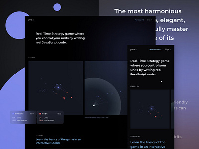 Yare.io · Real-Time Strategy game design game homepage landingpage ui webgame website