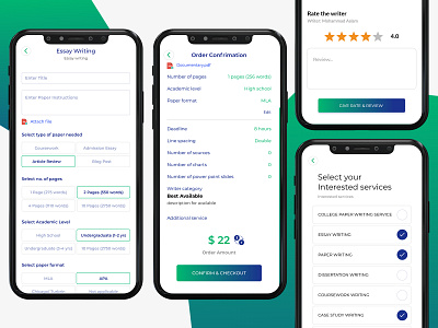 Writing service mobile app for students and professionals app design app uiux design mobile app design mobile app for students mobile app for writers mobile app uiux writing service mobile app