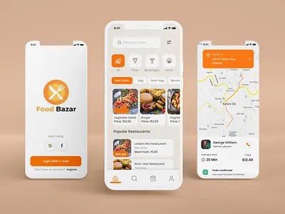 Food Bazar App Ui Design app design minimal ui ux web