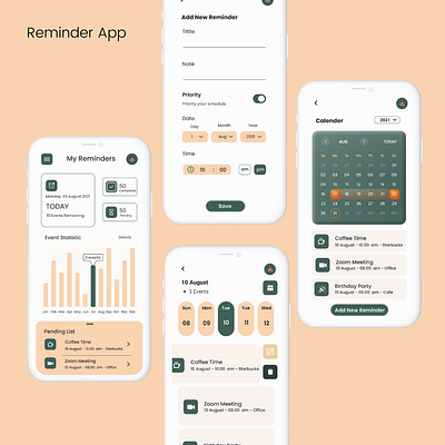 Reminder App app design designmobile illustration mobile reminder schedule task ui uidaily uiinspirations uiux uix ux uxdaily