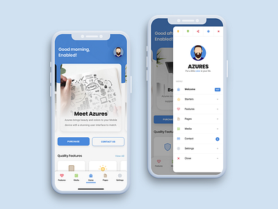 Azures | Multipurpose Mobile Website Template & PWA android app app design app template app ui card layout creative design creative mobile app design footer menu hero section design homepage design icon design ios iphone mobile sidebar sidebar navigation slider design ui