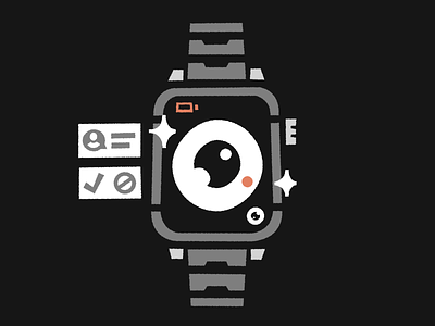 Smartwatch Illu battery chat chat bubble confirm eye eyeball illustration illustrator rosek smartwatch texture ui vector watch