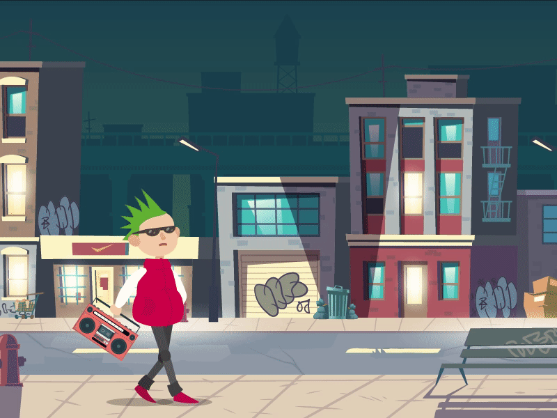 Walking Punk adobe after effects animation animation 2d animation after effects duik graphic design man walking motion graphics rig rigging vector walking punk