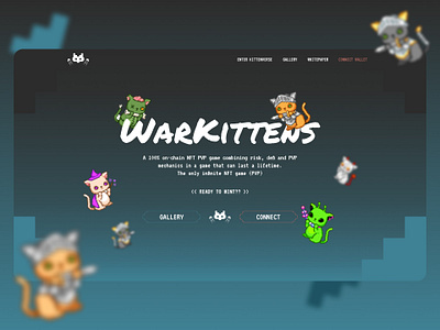 WarKittens adobe xd collection dashboard dungeon game kitten nft ui war website