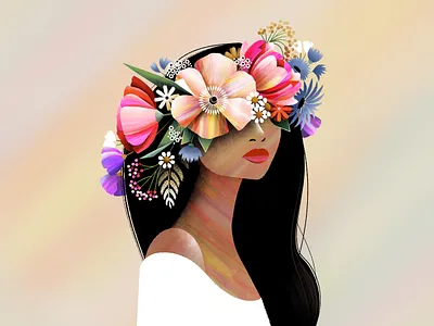 Flower Crown crown editorial floral flower girl illustration portrait texture vector