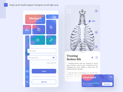 Medpart - Medical app app app design blue clinic covid 19 design doctor health health app hospital medical medical app medicine mobile mobile app mobile ui service ui ui design ux