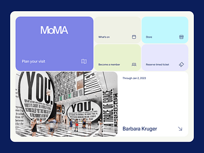 MoMA Hero Header Landingpage Redesign | Museum box layout clean colorful design hero header hero section icons landingpage minimal modern art museum redesign typography ui ui design ux ux design web web design website