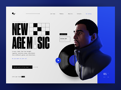 Music label concept 3d animation blender blue concept design digital hip hop interface kanye label motion graphics music rap typography ui ux web wes yeezy