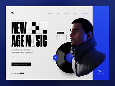 Music label concept 3d animation blender blue concept design digital hip hop interface kanye label motion graphics music rap typography ui ux web west yeezy