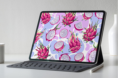 Dragon Fruit Wallpaper 2d adobe illustrator background brigh computer concept desktop digitalart dragon fruit hand drawn illustration pink pitaya realistic screen tropical tropical fruit vector vector pattern wallpaper