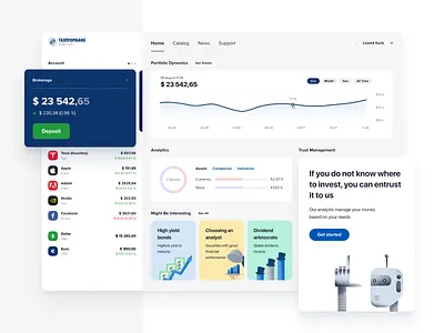 Brokerage Web App - Home Page bank brokerage cards concept dashboard freebie help interface investments portfolio product project redesign statistics stocks ui ux web widget
