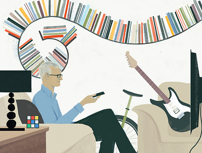 Living at Work character digital editorial folioart illustration interior sam kalda texture