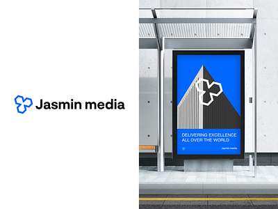 Jasmin media - logo design blue branding design flower graphic design identity design logo logodesign logotype minimal vector