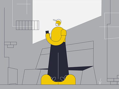 Alone alone art call character chating city design human illustration man street teenager vector