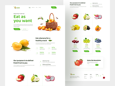 E-commerce Landing Page - Fruits clean design e commerce food food website fruit fruit website landing landing page market minimal populer product shop trending typography ui ux web website