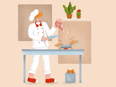 Chef Edward cartoon character character desig character design chef comic concept art cute design digital art digital painting food fun humor illustration kitchen logo people portrait profession