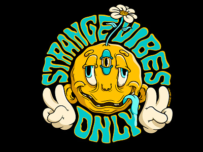 Strange Vibes Only Vector Art adobe illustrator cartoon cartoon style creative cloud crumby crumby creative daisy drawing flower illustration nebraska pen tool psychedelic sketch smiley smiley face strange vector vector art vibes