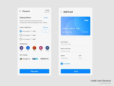 Daily UI Challenge 002 : Credit Card Checkout credit card app creditcardapp dailyui dailyui2 dailyuichallenge mobileapp mobileappdesign mobileappui mobileui mobileuidesign ui uichallenge