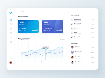 Fin app app card cards chart credit card dashboard design finance list saas sergushkin sergushkin.com side menu statistic ui ux visual