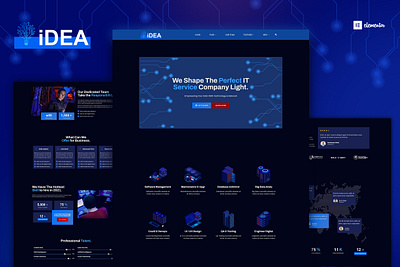 iDea - Technology & IT Network Service Elementor Template Kit agency apps dark design elementor it saas software technology ui ux web design website wordpress