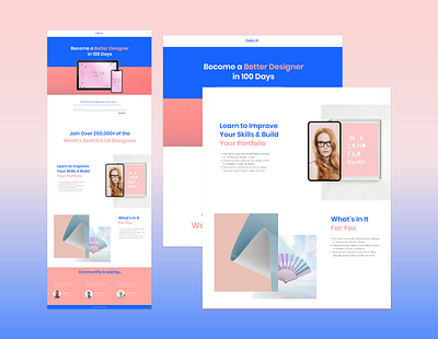 Daily UI #100 "Redesign Daily UI Landing Page" adobe xd branding dailyui design minimal ui