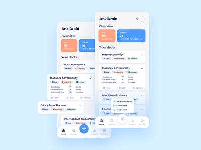 AnkiDroid | Home Screen Redesign android anki app education flashcard learn mobile redesign study ui