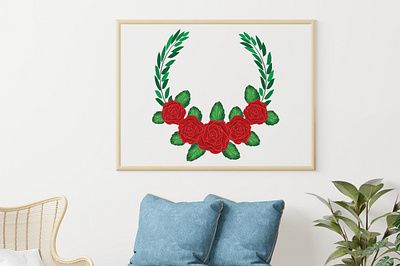 Simple rose flower wreath illustration flower illustration rose wreath