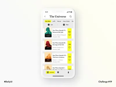Daily UI 019 • Leaderboard 019 baby yoda daily 100 challenge daily ui 19 dailyui dailyui 019 dailyui 19 dailyuichallenge filmweb imdb jedi leaderboard lucasfilm mobile app design mobile ui movies ranking sith star wars ux
