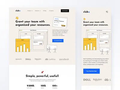 Club Landing Page - Exploration 📚 branding collaboration design homepage illustration logo management manager product task task manager team ui ux website