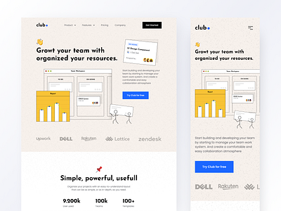 Club Landing Page - Exploration 📚 branding collaboration design homepage illustration logo management manager product task task manager team ui ux website