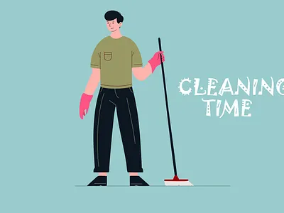Man with a broom.. design graphic design illustration logo painting vector
