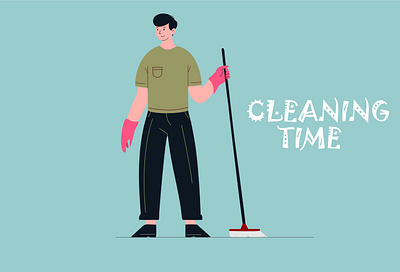 Man with a broom.. design graphic design illustration logo painting vector