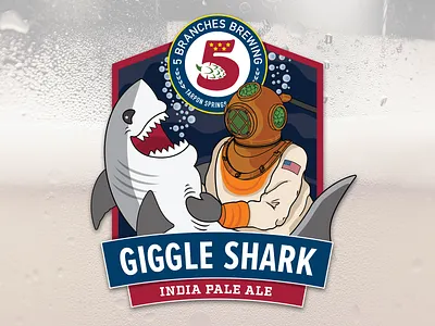 Giggle Shark Badge Design badge design branding design flat illustration logo minimal vector