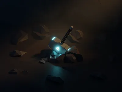 Lost Mjölnir 3d 3d art avengers blender blender3d design hammer isometric lightning lowpoly marvel mjolnir thor thor hammer