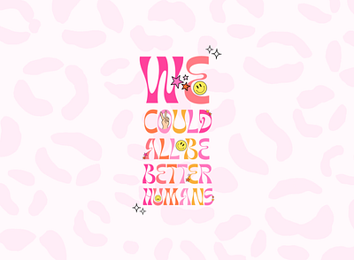 Y2K Inspired Typography Design 90s aesthetic bright colorful design feminine fun illustration leopard pretty procreate procreate app quote retro saying smiley social media trendy typography y2k