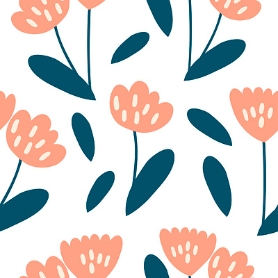 Seamless pattern with vintage hand-drawn flowers branding floral graphic design