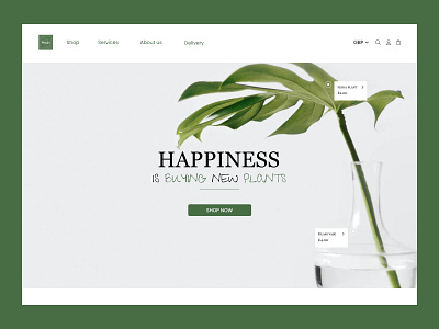 Plant shop landing page flower landing page minimalism minimalist plants shop ui design web design