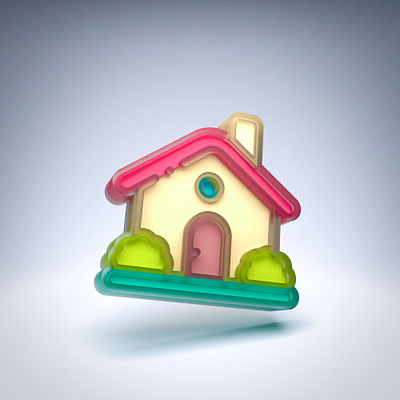 House 3d blender branding design glass home house icon illustration mobile web
