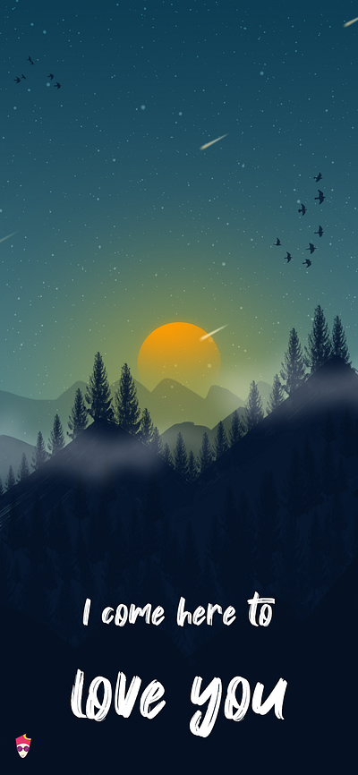 Wallpaper"I come here to love you" background design flat illustration sunset vector wallpapers