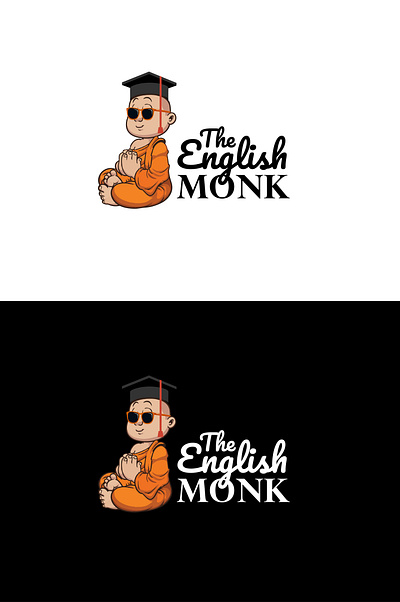 The English Monk - Education Logo books branding childerns creative logo custom logo education english glasses graduation cap graphic design high quality learning logo monk order now professional logo sidlogodesign studies yoga