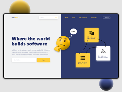 Freecloud website ... ball black ble branding cloud code design emoji gray illustration logo trending ui web webdesign websait white yellow