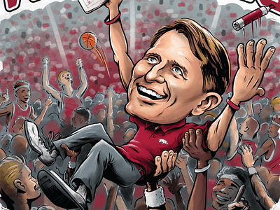 Hooray for Coach Musselman arkansas basketball caricature cartoon coach illustration musselman razorbacks sports