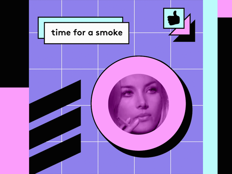 Smoke Break 80s icons memphis motion graphics